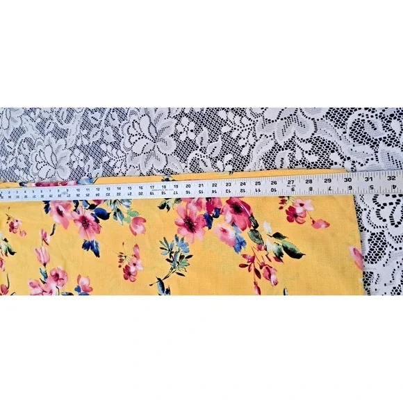 Xhilaration Jumpsuit L Yellow Floral Smocked Back Slit Wide Leg Adjustable Boho - Picture 11 of 14